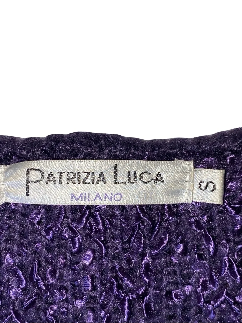 Patrizia Luca Purple Textured Knit Ruffle Longline Cardigan Sweater Coat Size S